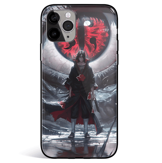 Naruto Itachi Sharingan Tempered Glass Soft Silicone iPhone Case