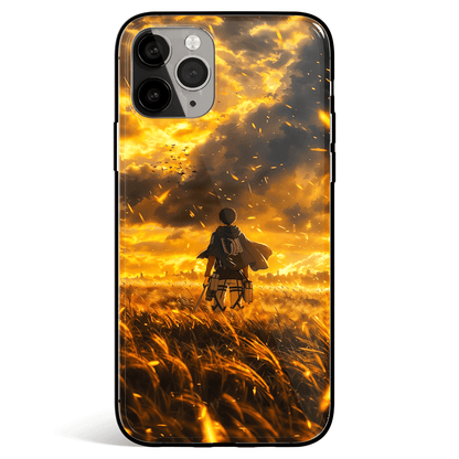 Attack on Titan Eren Tempered Glass Soft Silicone iPhone Case