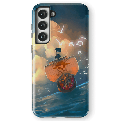 One Piece Thousand Sunny Pirate Ship Samsung Tempered Glass Tough Phone Case