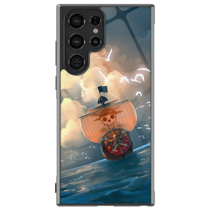 One Piece Thousand Sunny Pirate Ship Samsung Tempered Glass Tough Phone Case