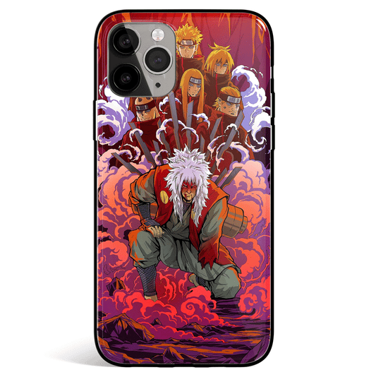 Naruto Jiraiya vs Pain Tempered Glass Soft Silicone iPhone Case