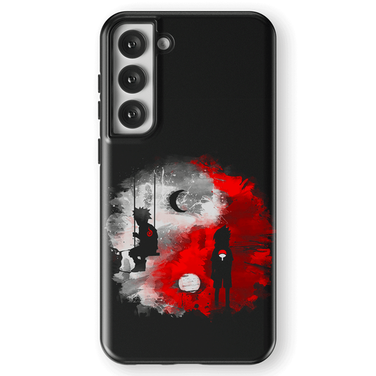 Naruto and Sasuke Moon and Sun Samsung Tempered Glass Tough Phone Case