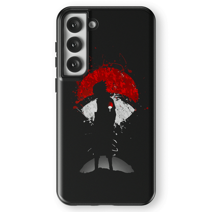 Naruto Sasuke and Uchiha Clan Crest Samsung Tempered Glass Tough Phone Case