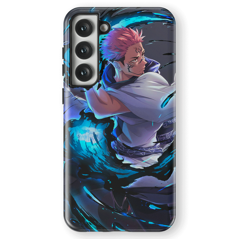 Jujutsu Kaisen Sukuna Fire Ability Tempered Glass Tough Samsung Phone Case