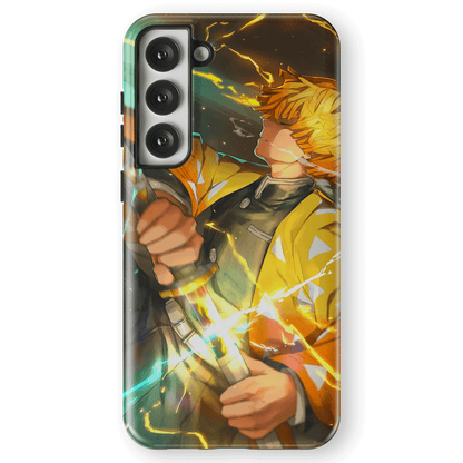 Demon Slayer Zenitsu Agatsuma Thunder Breathing Tempered Glass Tough Samsung Case