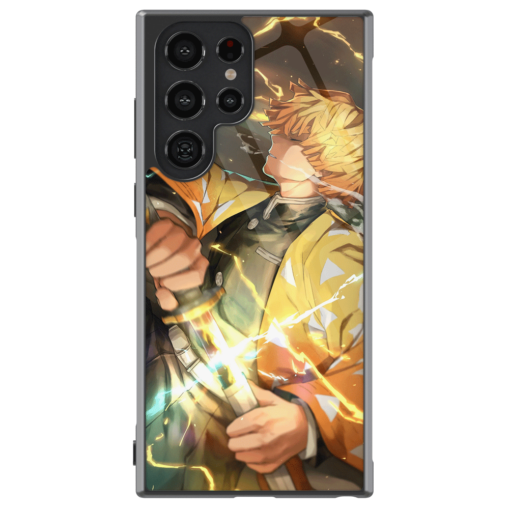 Demon Slayer Zenitsu Agatsuma Thunder Breathing Tempered Glass Tough Samsung Case