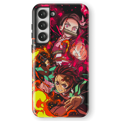 Demon Slayer Tanjiro and Nezuko Tempered Glass Tough Samsung Case