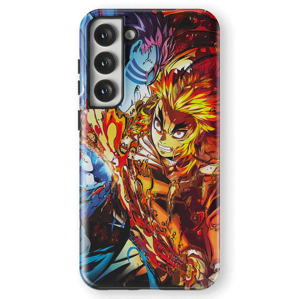 Demon Slayer Kyojuro Battle on the Infinite Train Tempered Glass Tough Samsung Case