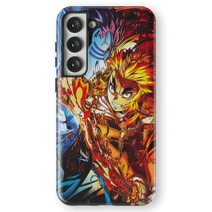 Demon Slayer Kyojuro Battle on the Infinite Train Tempered Glass Tough Samsung Case