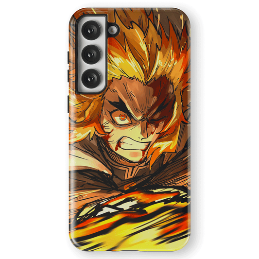 Demon Slayer Kyojuro Tempered Glass Tough Samsung Case