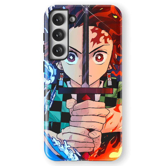 Demon Slayer Tanjiro Sword Tempered Glass Tough Samsung Case