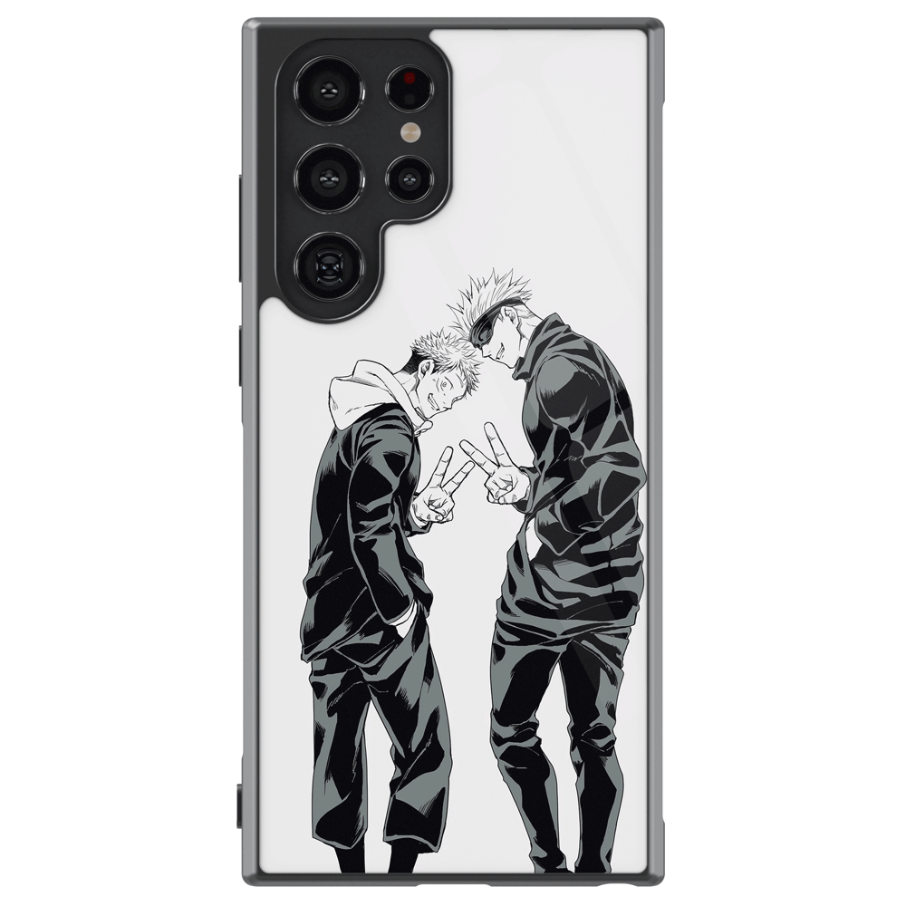 Jujutsu Kaisen Yuji Itadori and Satoru Gojo Tempered Glass Tough Samsung Phone Case