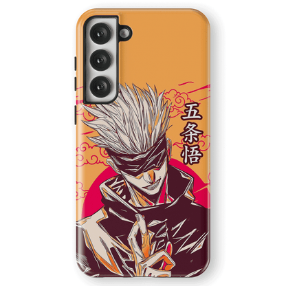 Jujutsu Kaisen Satoru Gojo Pop Art Orange Tempered Glass Tough Samsung Phone Case