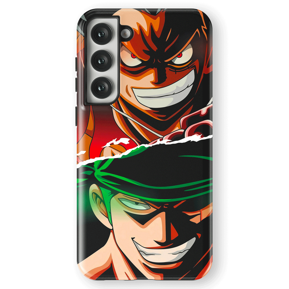 One Piece Luffy and Zoro Heads Tempered Glass Tough Samsung Case