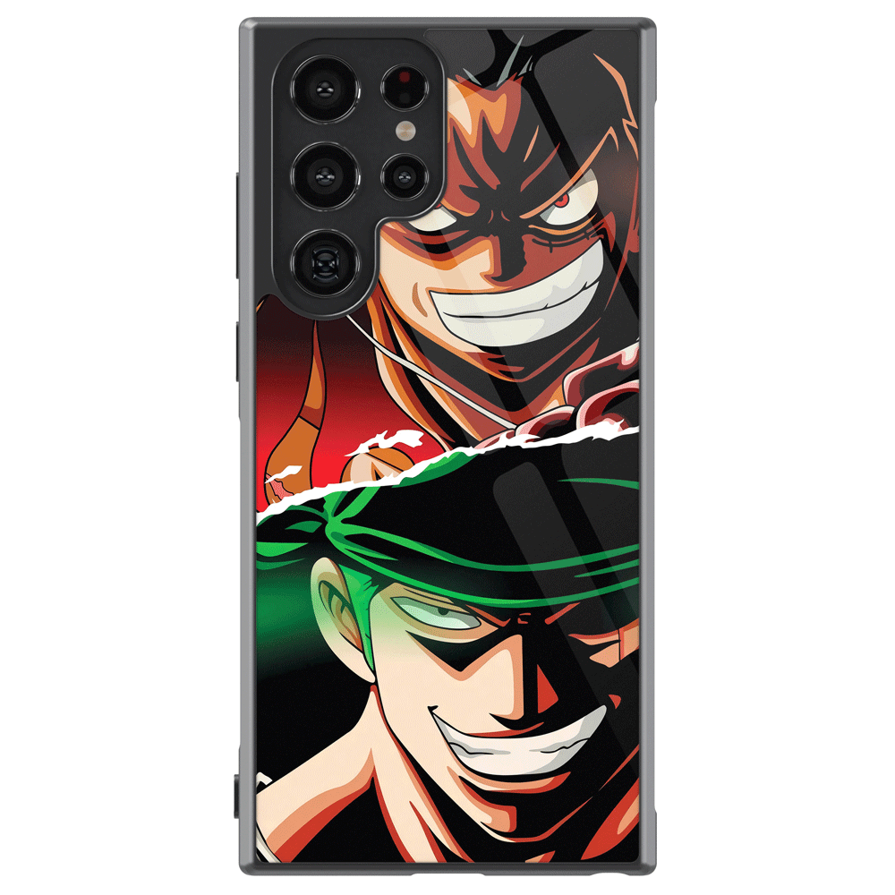 One Piece Luffy and Zoro Heads Tempered Glass Tough Samsung Case