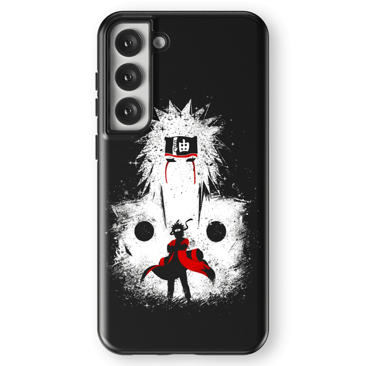 Naruto Jiraiya and Naruto Silhouette Tempered Glass Tough Soft Silicone Samsung Case