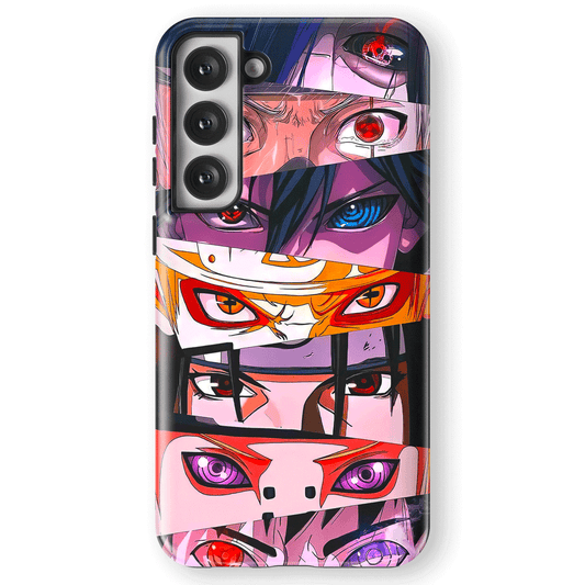 Naruto Six Special Eyes Tempered Glass Tough Soft Silicone Samsung Case