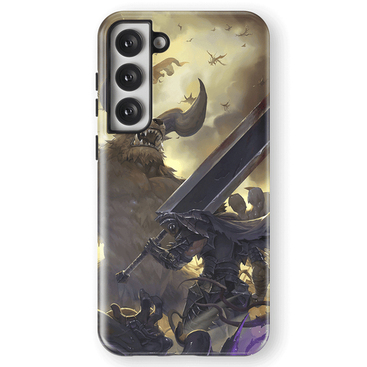 Berserk Guts vs Zodd Colorful Tempered Glass Tough Soft Silicone Samsung Case