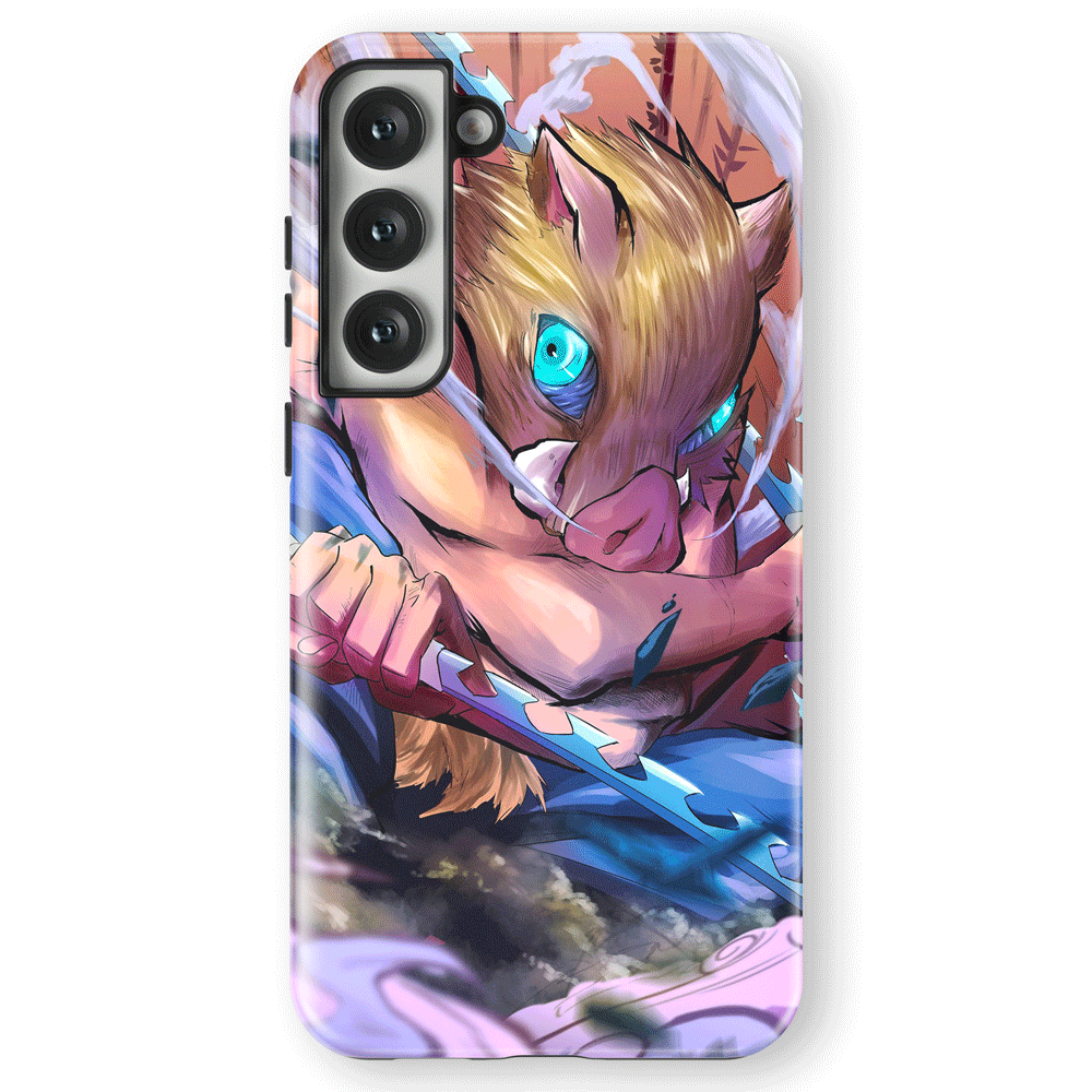 Demon Slayer Inosuke Beast Breathing Tempered Glass Tough Samsung Galaxy Phone Case