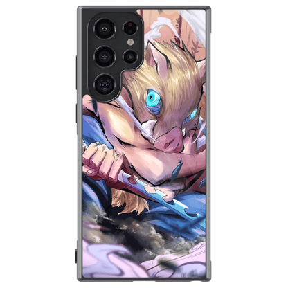 Demon Slayer Inosuke Beast Breathing Tempered Glass Tough Samsung Galaxy Phone Case