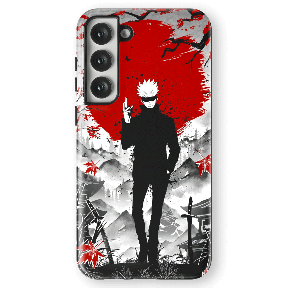 Jujutsu Kaisen Gojo Japanese Ink Painting Tempered Glass Tough Soft Silicone Samsung Case