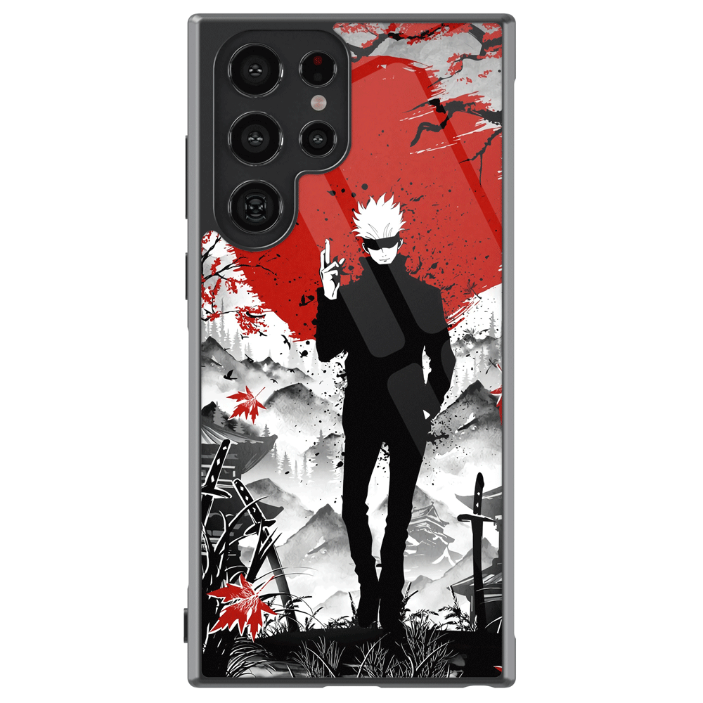 Jujutsu Kaisen Gojo Japanese Ink Painting Tempered Glass Tough Soft Silicone Samsung Case