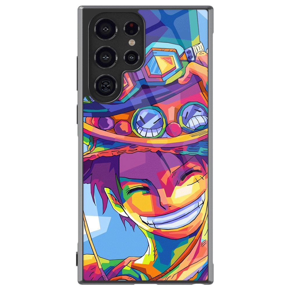 One Piece Luffy with Ace Sabo Hats Tempered Glass Tough Soft Silicone Samsung Case