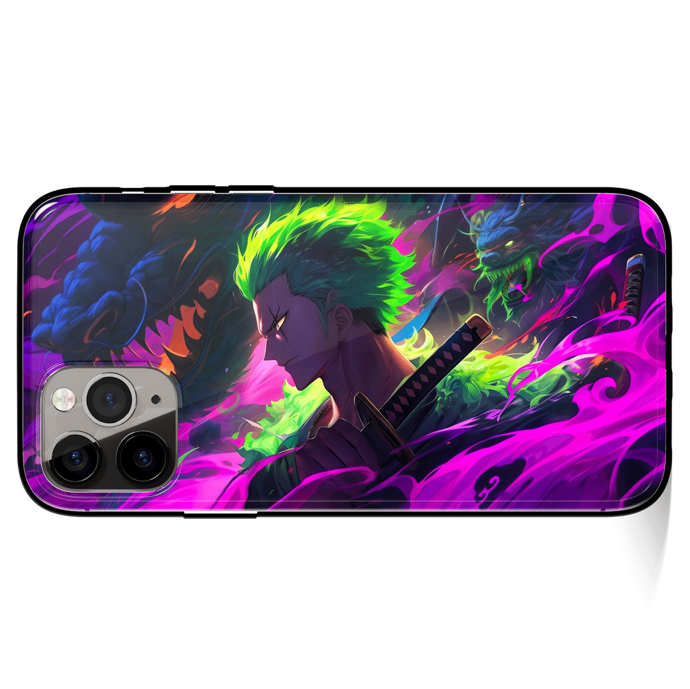 One Piece Zoro Purple Dragon 1 Tempered Glass Soft Silicone iPhone Case-Phone Case-Monkey Ninja-iPhone X/XS-Tempered Glass-Monkey Ninja