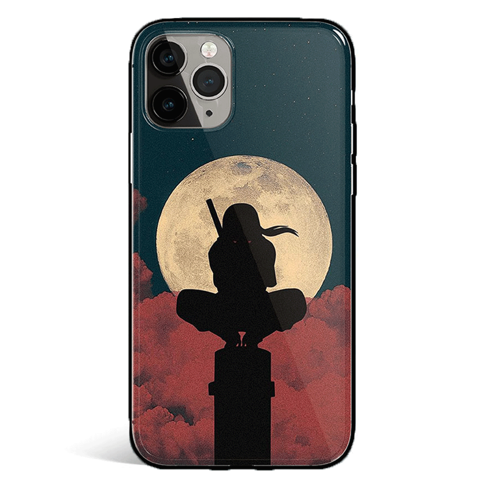 Naruto Itachi Squat on Wire Pole Tempered Glass Soft Silicone iPhone Case-Phone Case-Monkey Ninja-iPhone XR-Tempered Glass-Monkey Ninja