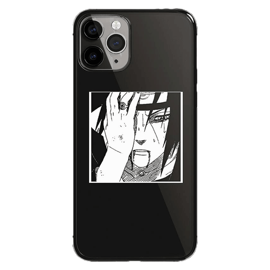 Exclusive Itachi Monochrome Tempered Glass Soft Silicone Phone Case-Phone Case-Monkey Ninja-iPhone XR-Tempered Glass-Monkey Ninja