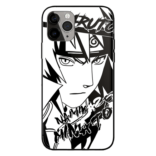 Naruto Characters Sketch Tempered Glass Phone Case- Gaara Minato Hinata Shikamaru-Phone Case-Monkey Ninja-iPhone XR-Minato-Tempered Glass-Monkey Ninja