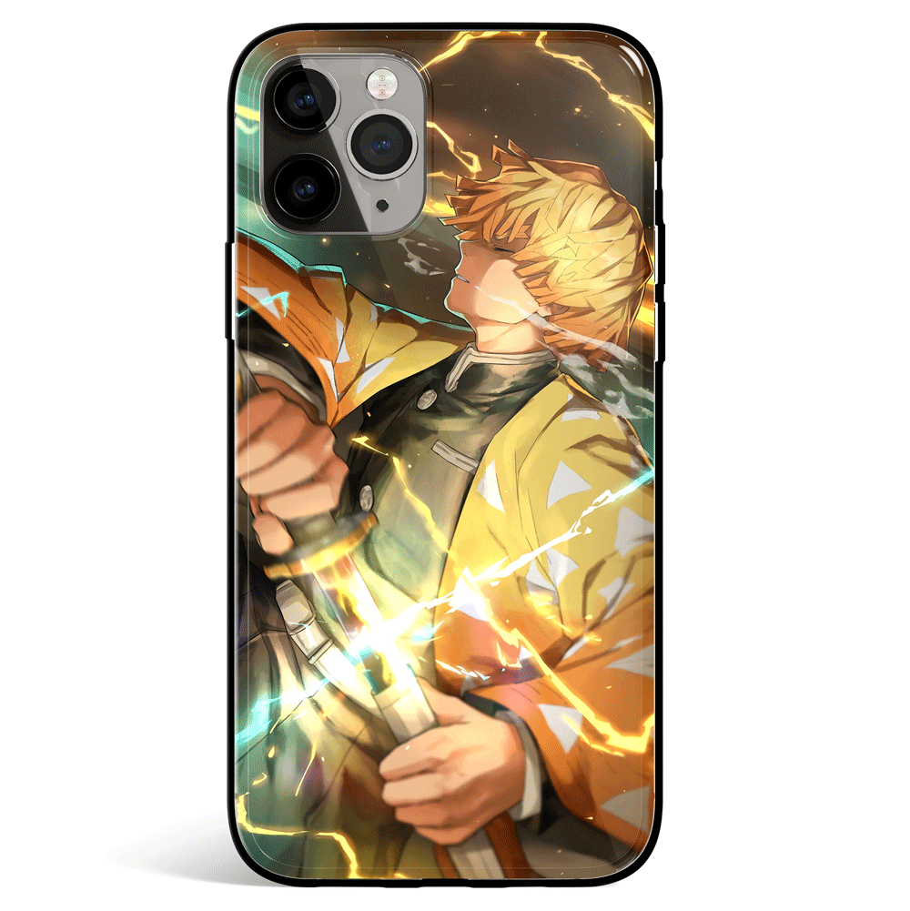 Demon Slayer Zenitsu Agatsuma Thunder Breathing Tempered Glass Soft Si ...