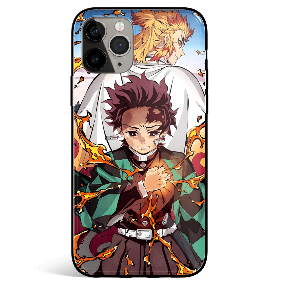 Demon Slayer Tanjiro and Kypjuro Tempered Glass Soft Silicone iPhone C ...