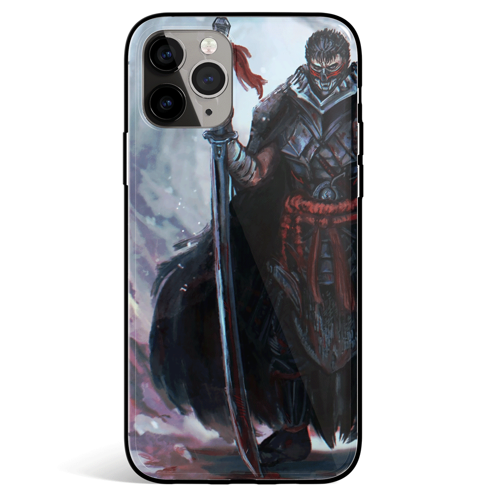 Berserk Samurai Guts Tempered Glass Soft Silicone iPhone Case-Phone Case-Monkey Ninja-iPhone X/XS-Tempered Glass-Monkey Ninja