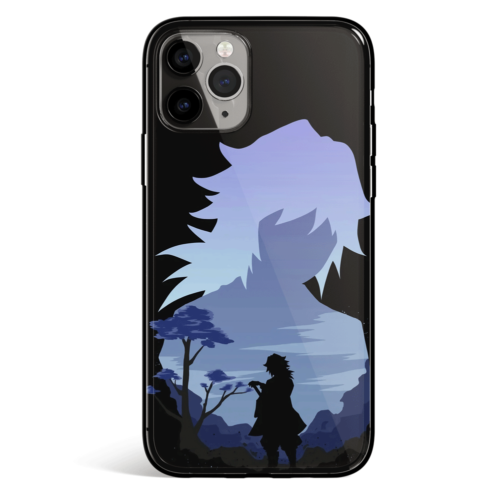 Demon Slayer Giyu Blue Silhouette Tempered Glass Soft Silicone iPhone ...