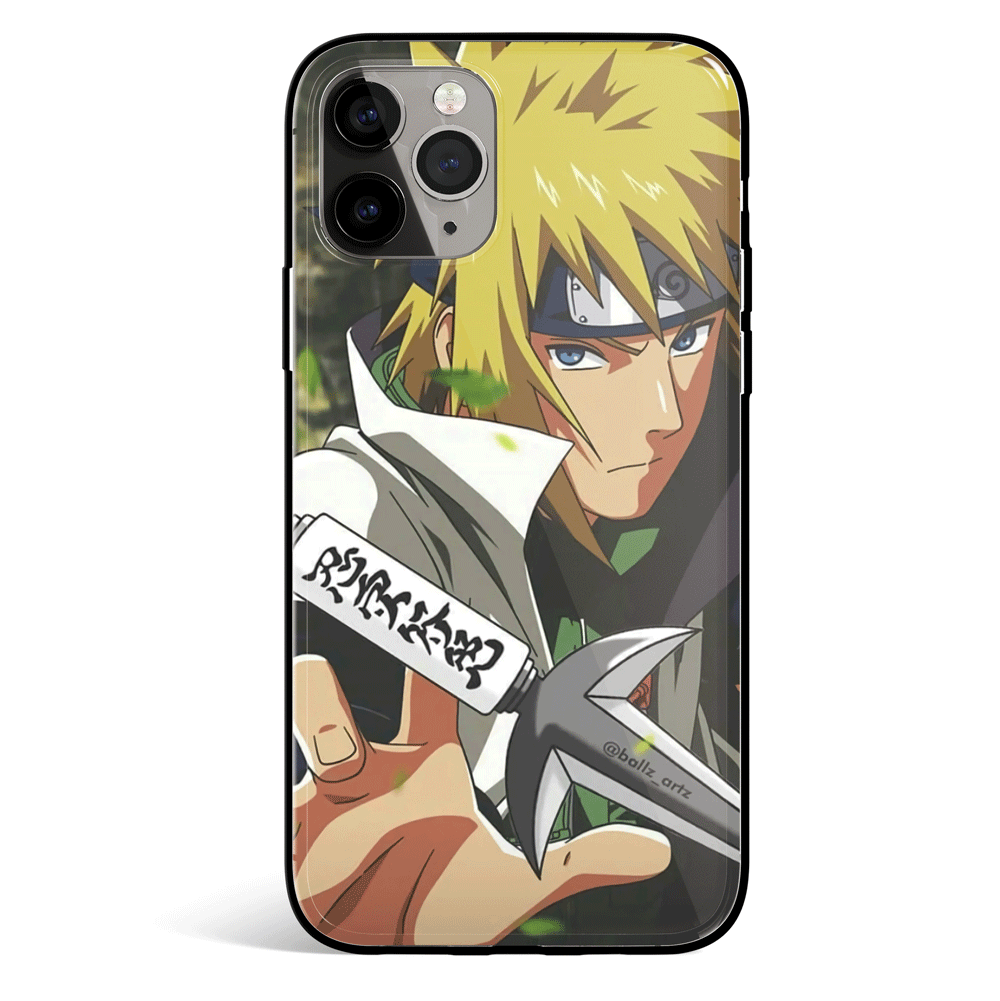 Naruto Minato and Kunai 2 Tempered Glass Soft Silicone iPhone Case-Phone Case-Monkey Ninja-iPhone X/XS-Tempered Glass-Monkey Ninja