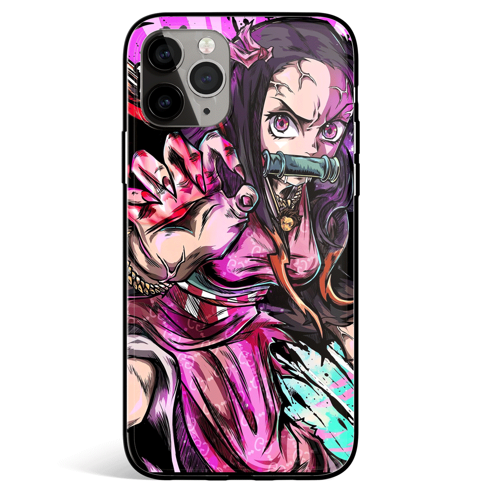 Demon Slayer Street Style Nezuko Tempered Glass Soft Silicone iPhone Case-Phone Case-Monkey Ninja-iPhone X/XS-Tempered Glass-Monkey Ninja