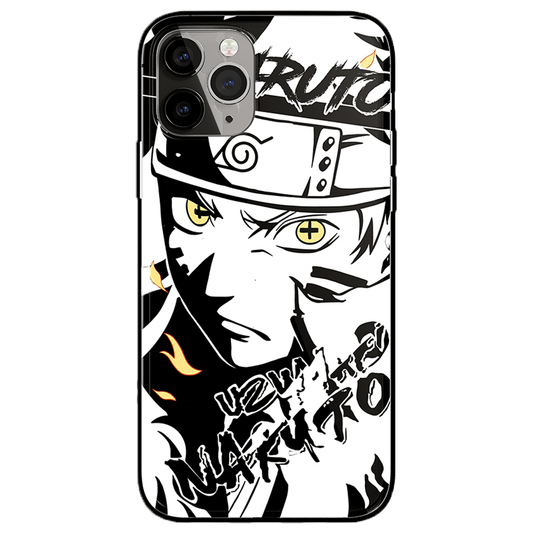 Naruto Characters Sketch Tempered Glass iPhone Case- Naruto Itachi Kakashi-Phone Case-Monkey Ninja-iPhone X/XS-Naruto-Tempered Glass-Monkey Ninja