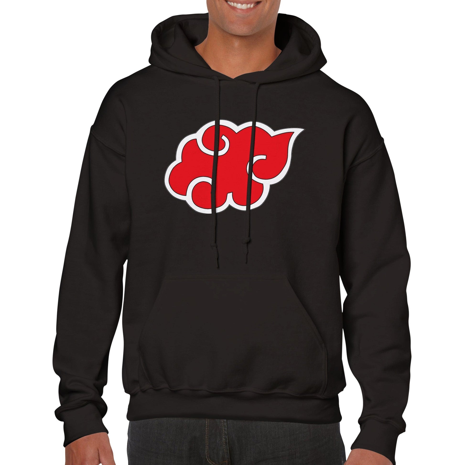 Naruto | Akatsuki Red Cloud | Anime Hoodie (Unisex)-Hoodie-Monkey Ninja-Black-S-Monkey Ninja