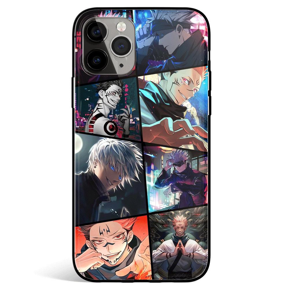 Jujutsu Kaisen Characters Gojo Sukuna Tempered Glass Soft Silicone iPhone Case-Phone Case-Monkey Ninja-iPhone X/XS-Tempered Glass-Monkey Ninja