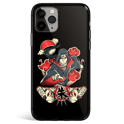 Naruto Itachi Sihouette Landscape Tempered Glass Soft Silicone iPhone Case-Phone Case-Monkey Ninja-iPhone X/XS-Tempered Glass-Monkey Ninja