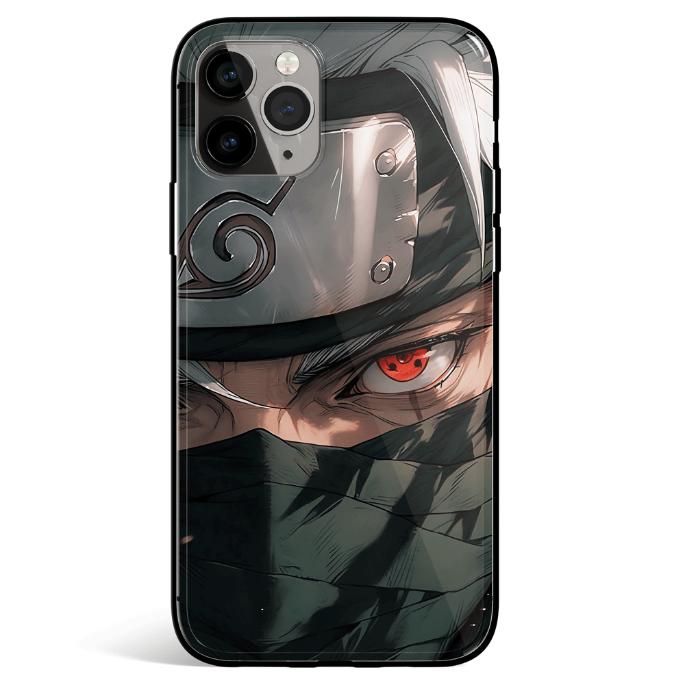 Naruto Kakashi Half Face Tempered Glass Soft Silicone iPhone Case-Phone Case-Monkey Ninja-iPhone X/XS-Tempered Glass-Monkey Ninja