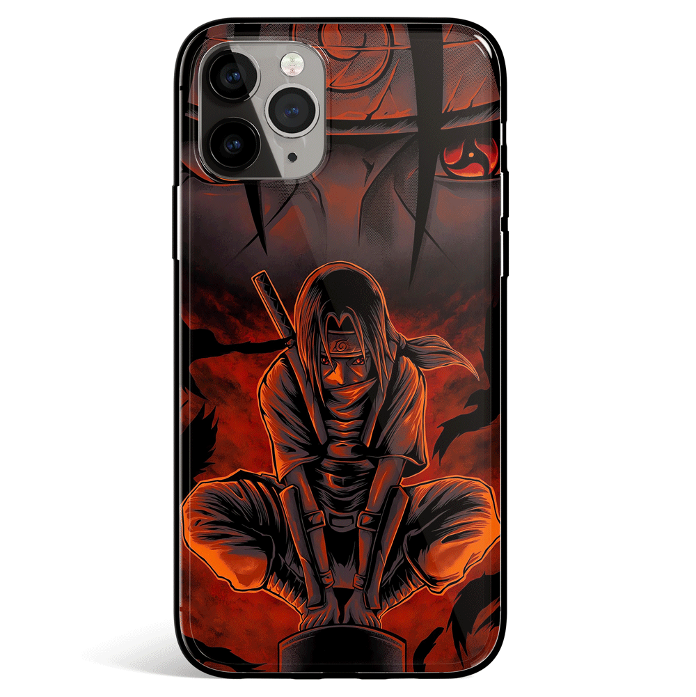 Naruto Itachi Anbu Uniform Tempered Glass Soft Silicone iPhone Case-Phone Case-Monkey Ninja-iPhone X/XS-Tempered Glass-Monkey Ninja