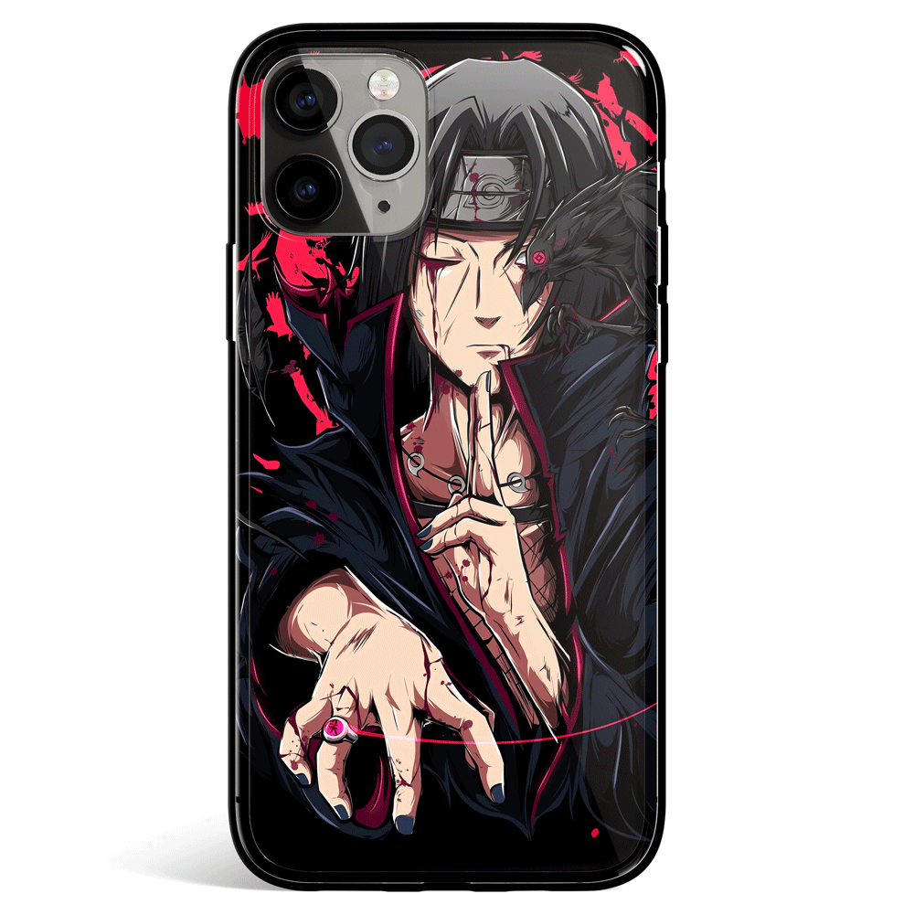 Naruto Itachi Using Sharingan Tempered Glass Soft Silicone iPhone Case-Phone Case-Monkey Ninja-iPhone X/XS-Tempered Glass-Monkey Ninja