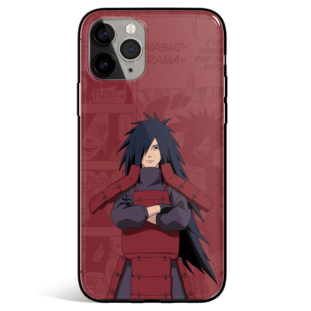 Naruto Madara Red Background Manga Tempered Glass Soft Silicone iPhone Case-Phone Case-Monkey Ninja-iPhone X/XS-Tempered Glass-Monkey Ninja