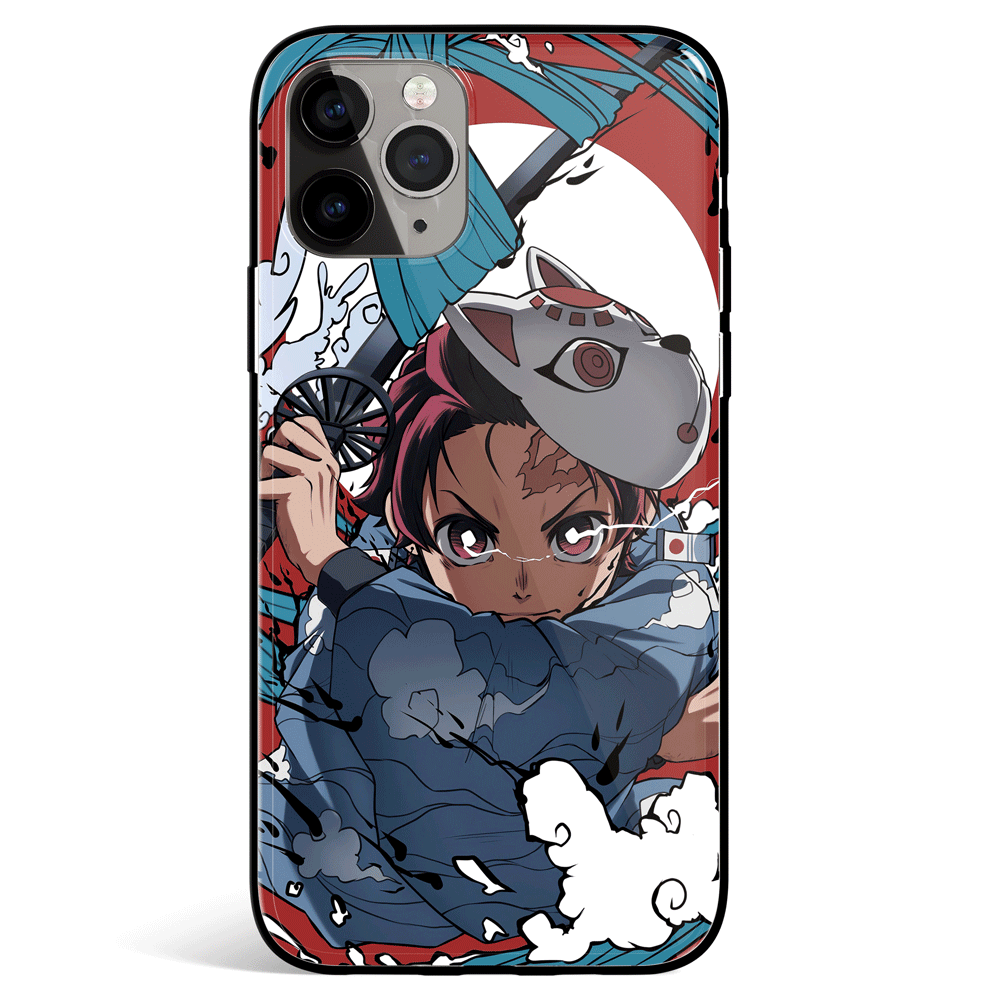 Demon Slayer Tanjiro Janpanese Style 1 Tempered Glass Soft Silicone iPhone Case-Phone Case-Monkey Ninja-iPhone X/XS-Tempered Glass-Monkey Ninja