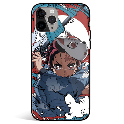 Demon Slayer Tanjiro Janpanese Style 1 Tempered Glass Soft Silicone iPhone Case-Phone Case-Monkey Ninja-iPhone X/XS-Tempered Glass-Monkey Ninja