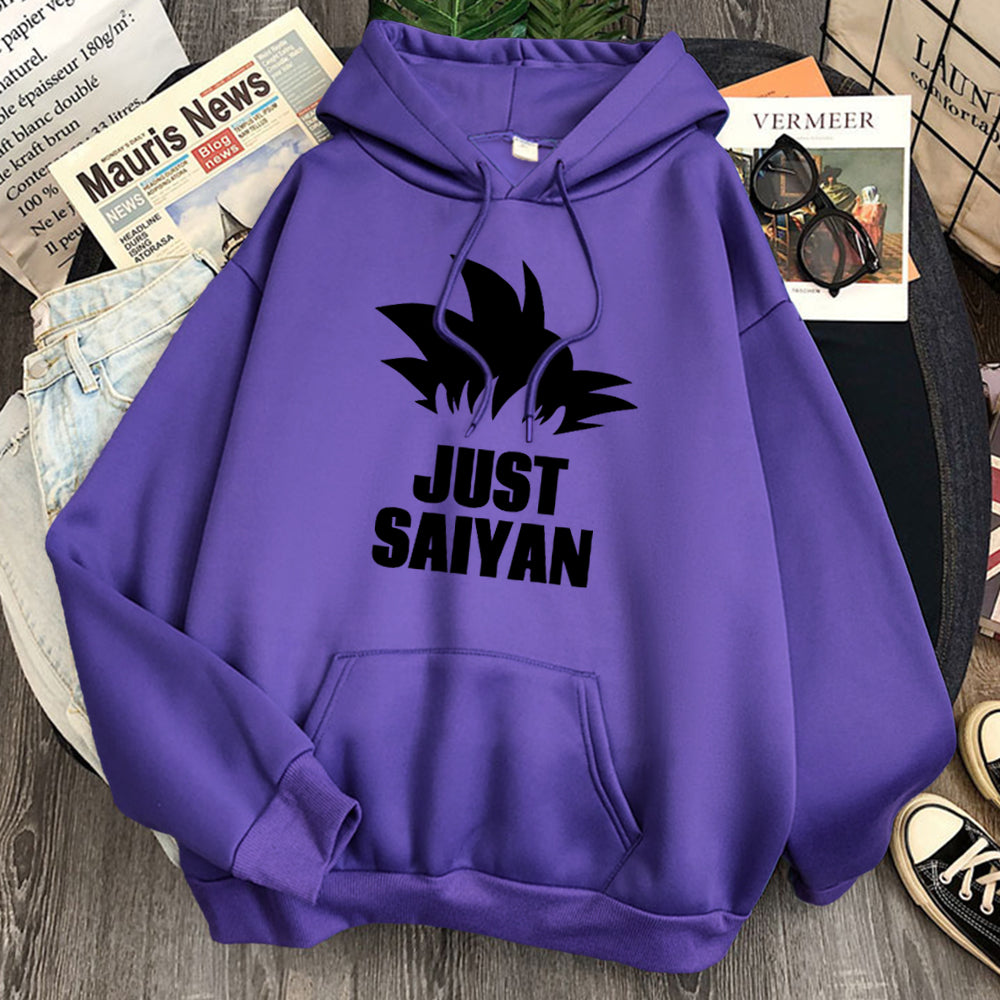 Dragon Ball Just Saiyan Hoodie-Clothing-Monkey Ninja-Purple-S-Monkey Ninja