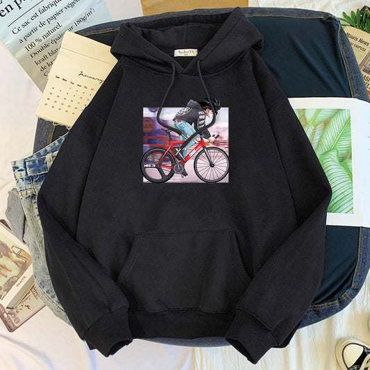 Dragon Ball Goku on Bike Hoodie-Clothing-Monkey Ninja-Black-S-Monkey Ninja