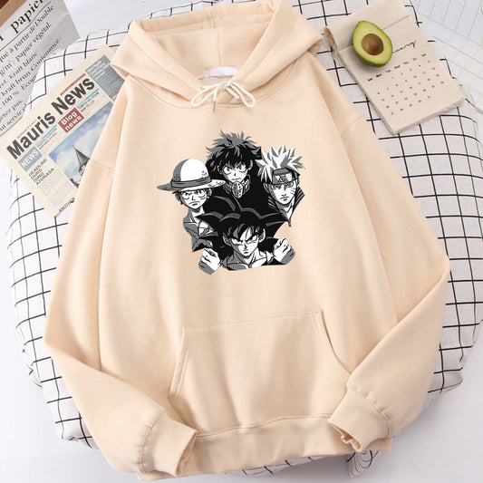 Luffy Izuku Naruto Goku Hoodie-Clothing-Monkey Ninja-Beige-S-Monkey Ninja